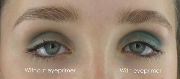 with and without eyeshadow primer