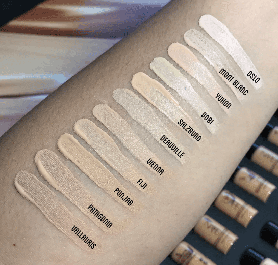 Nars Light Reflecting foundation swatches 