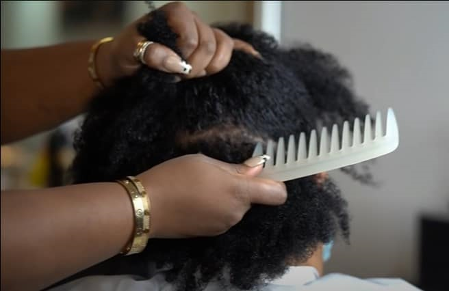 combing hair 