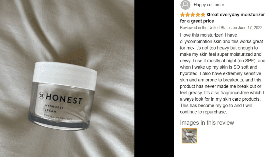 Honest Beauty Hydrogel Cream